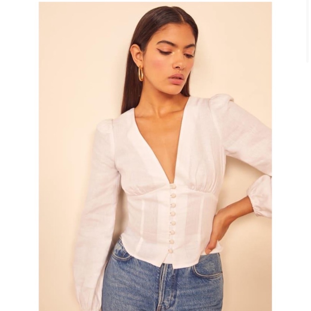 RARE Reformation Aryn Linen Top, like new! Size 8! Gorgeous!